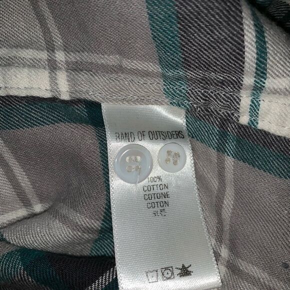 BOY. BAND OF OUTSIDERS Teal & Grey Flannel Button Down Shirt-8 - Picture 6 of 7